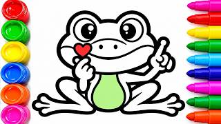 Cute Frog Coloring Page for Kids 🐸🎨 | How to Draw & Color a Frog Step By Step