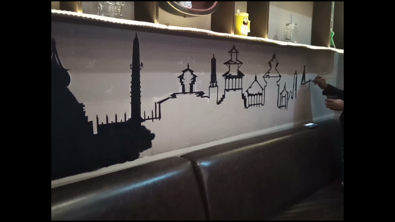 Nepal Skyline || Black and White Wall Art Silhouette 