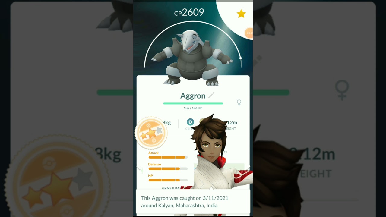 3 star Aggron. pokemon. pokemon go.