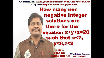 Find the number of non negative integer solutions of the equation || Permutations and Combinations