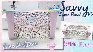 See me sew the "Savvy" Zipper Pouch Version 3 - Boxed Base | Sewing Tutorial | JustynaTHandMade screenshot 2