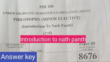 ddu Introduction to nath panth paper code PHI100 answer key 2023 #dduexam