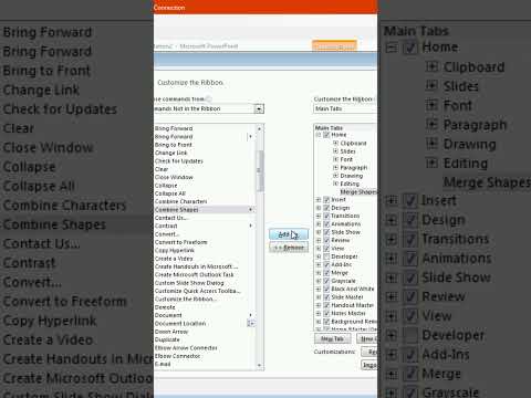 Enabling Merge Shapes or Combine Shapes in PowerPoint 2010