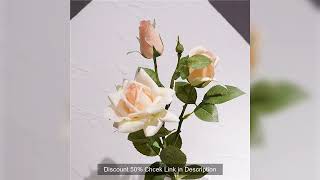 3Pcs Latex Moisturizing 3-head Rose Real Touch Flowers Artificial Wedding Decor Rose Flower Arrangem