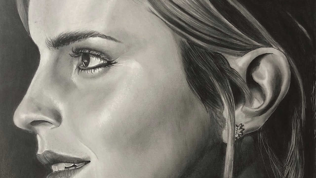 Portrait drawing with Graphite Pencils, Realistic pencil drawing