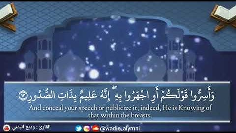 ﴿ وَأَسِرُّوا قَوْلَكُمْ أَوِ اجْهَرُوا بِهِ ﴾ تلاوة رائعة تطمئن القلوب وتريح النفوس - وديع اليمني