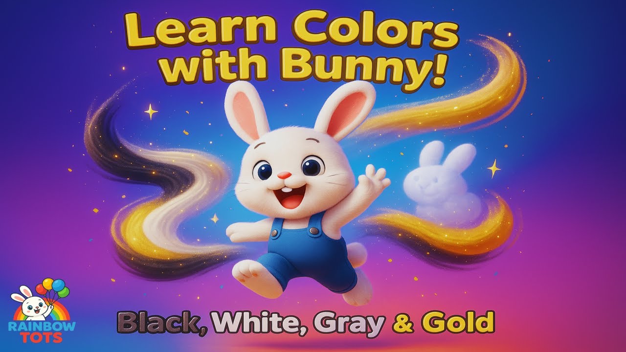 Learn Colors with Bunny Part 3 | Black, White, Gray & Gold for Kids | Rainbow Tots 3D for Preschool