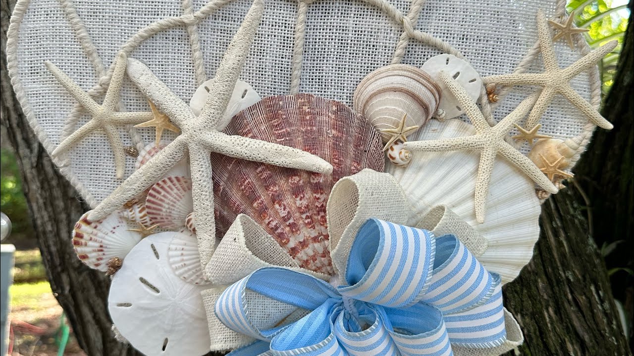 How To Make Beautiful Year Round Coastal Shell Wreath - YouTube