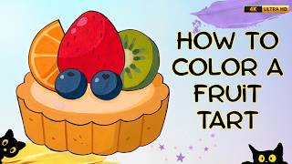 How to Color a Cute Fruit Tart Step by Step | Easy Art Tutorial for Kids 🍓🥝🫐 screenshot 5