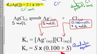 Solubility part 3: Calculating solubility when a common ion is present