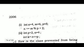 Programing in Java, B.Sc. (H) Computer Science, Previous year Question paper 2019
