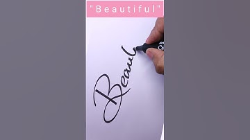 "Beautiful" in calligraphy l #calligraphy #cursive #handwriting #youtubeshorts #shorts #beautiful