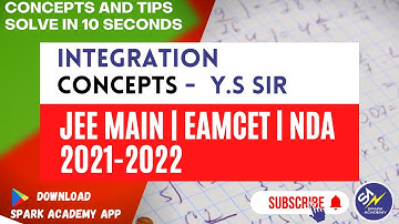 Quick Revision Concepts & Tricks- Integration 2|JEE Mains 2021/2022 |EAMCET 2021/2022 |NDA 2021/2022