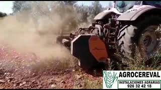 TRITURADO DE RESTOS DE PODA DE OLIVAR CON TRITURADORA CANCELA