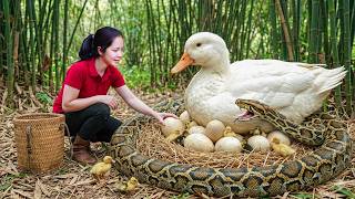 Harvest 1000+ Sea Duck Eggs, Chickens dumplings Go to Market Sell, Grilled chicken alone eat whole