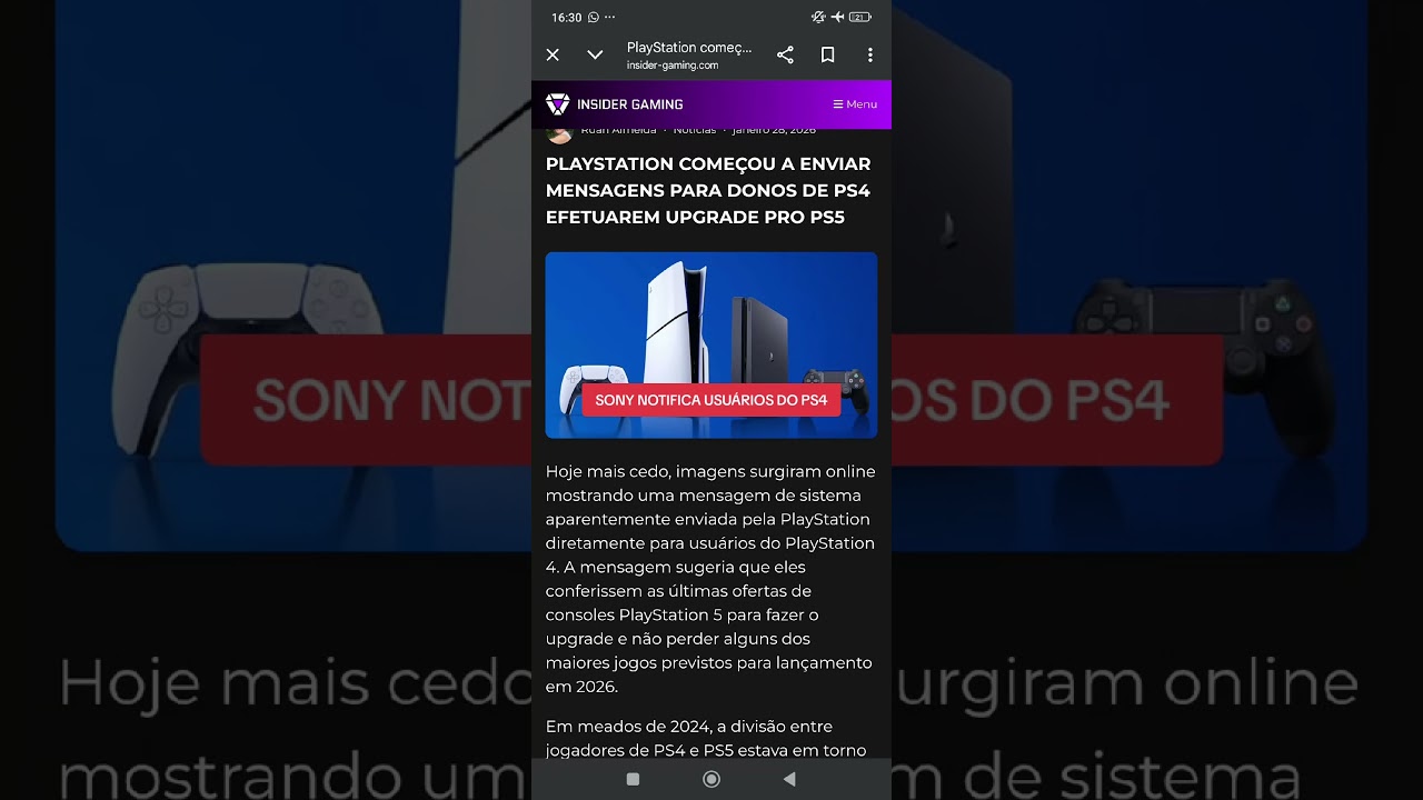 SONY NOTIFICA USU&Aacute;RIOS DO PS4 para trocarem seus consoles para Ps5. #ps4 #ps5