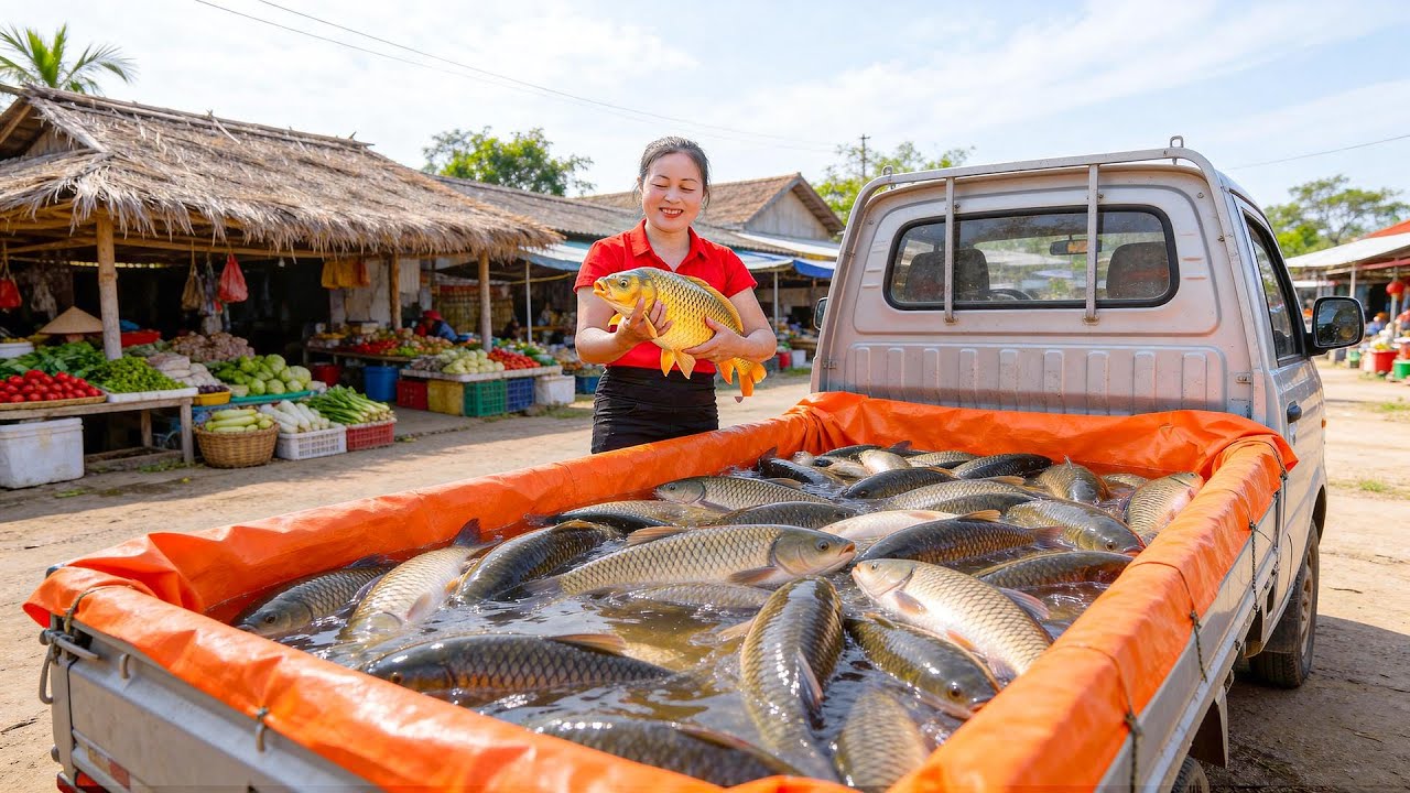 Buying a Lot of GIANT Pomfret by Truck | Helping Farmers & Go To Market Sell