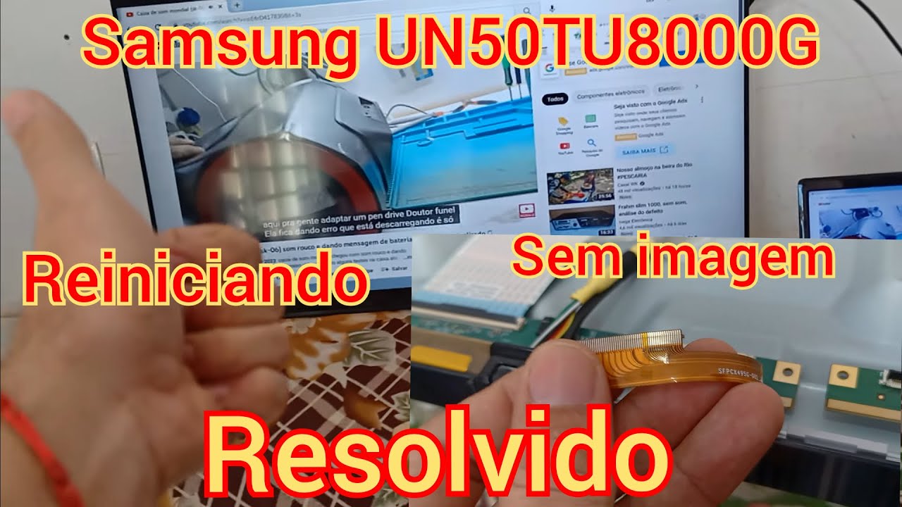 Tv Samsung Un50tu8000g reiniciando sem imagem, como abrir pra tentar