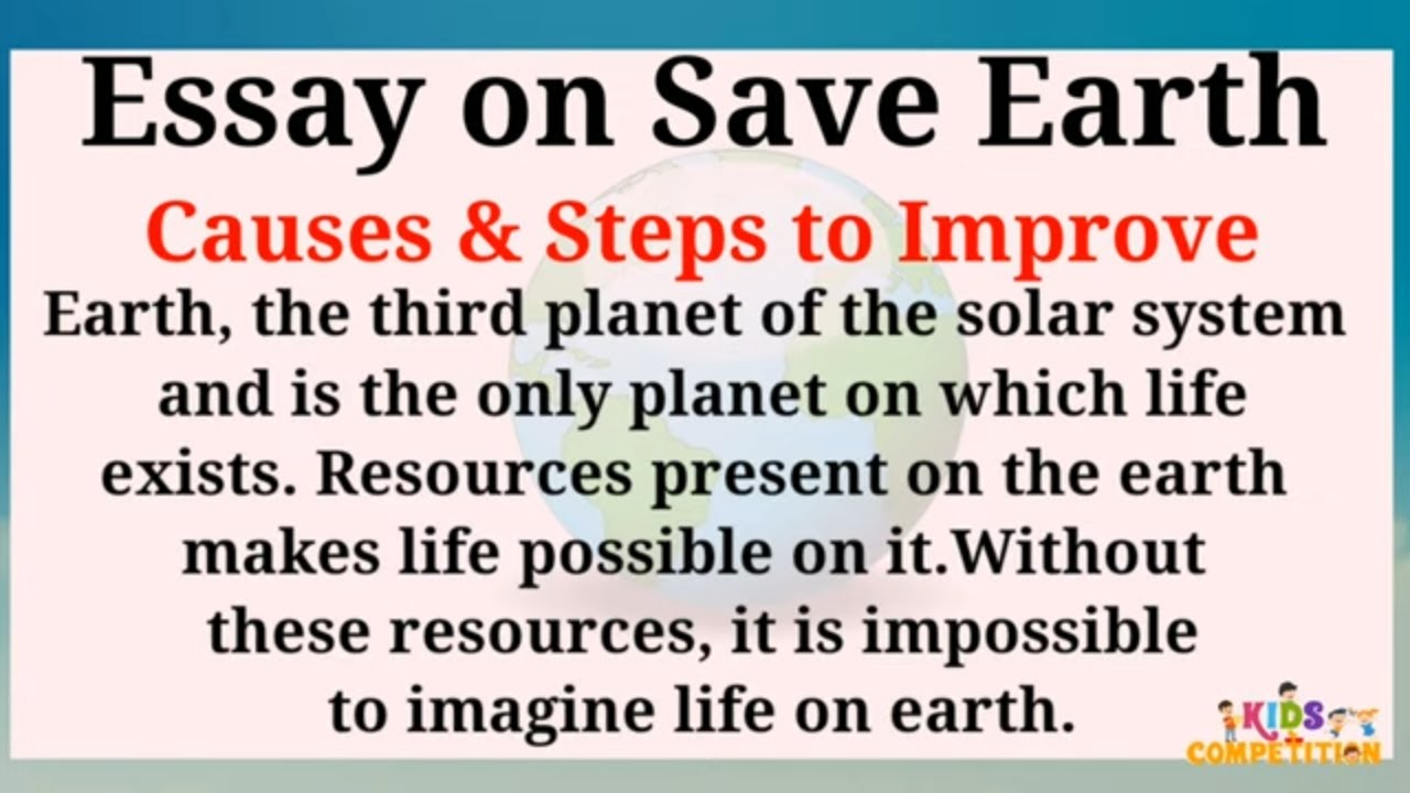 essay on save earth for class 4