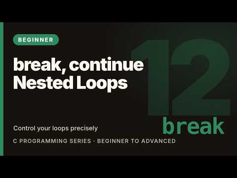 C Programming Tutorial #12: break, continue and Nested Loops | Learn C (Beginner)