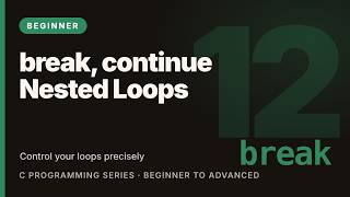 C Programming Tutorial #12: break, continue and Nested Loops | Learn C (Beginner)