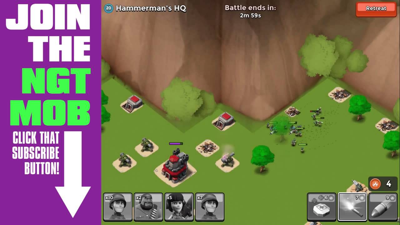 How to beat Hammerman's Level 20 HQBoom Beach YouTube