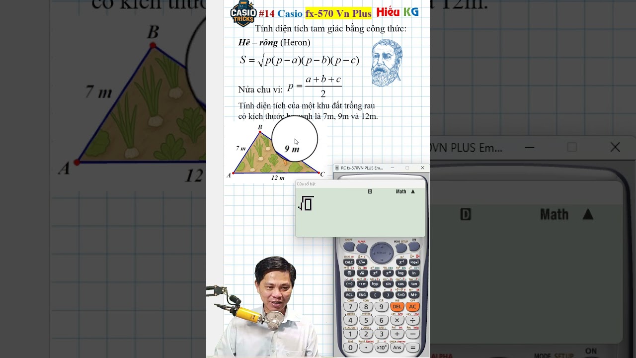 [Casio Tricks fx570] #14 Tính diện tích tam giác bằng công thức Hê-rôn bằng Casio fx570 Vn Plus