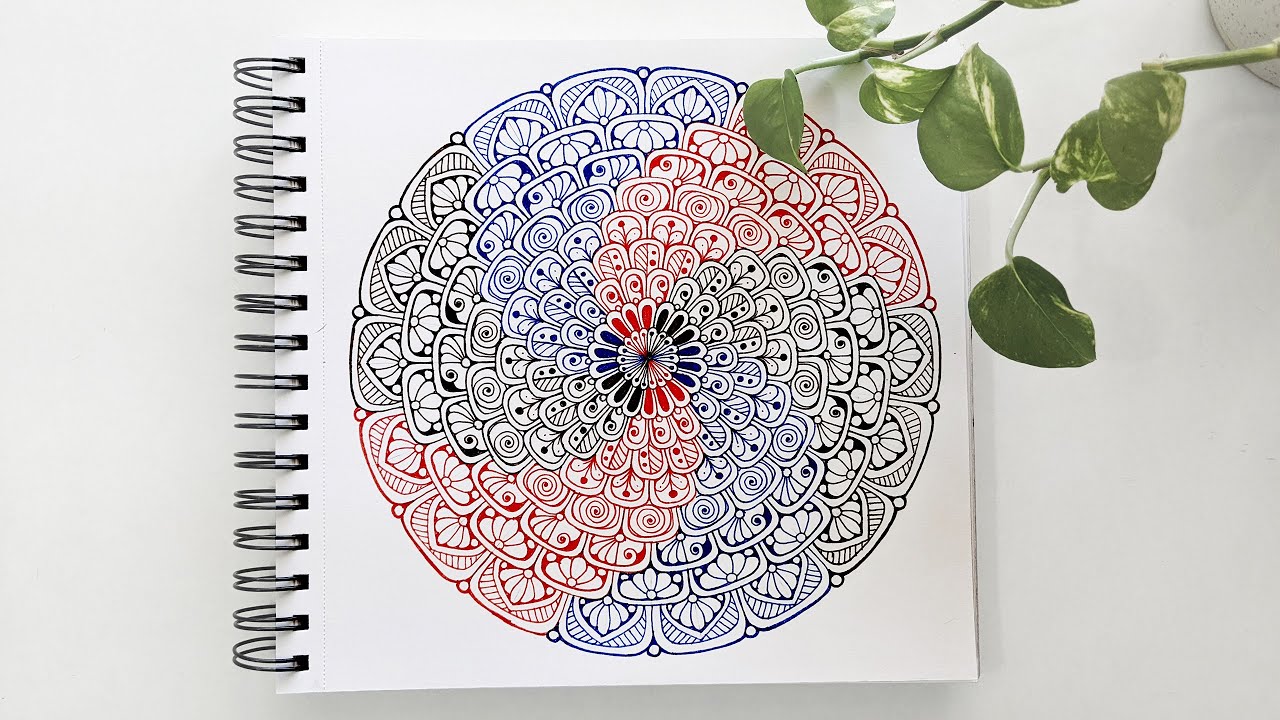 How to draw Mandala Art for beginners Easy colorful Spiral Mandala