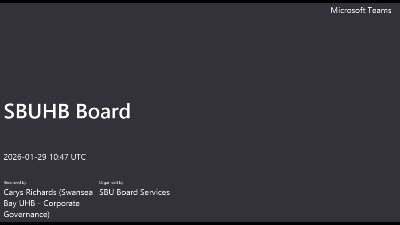 Health Board Meeting - Thursday 29th January 2026 - Part 1