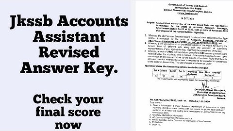 Jkssb Accounts Assistant Revised Answer Key. #jkssb #jkstudyhotspot