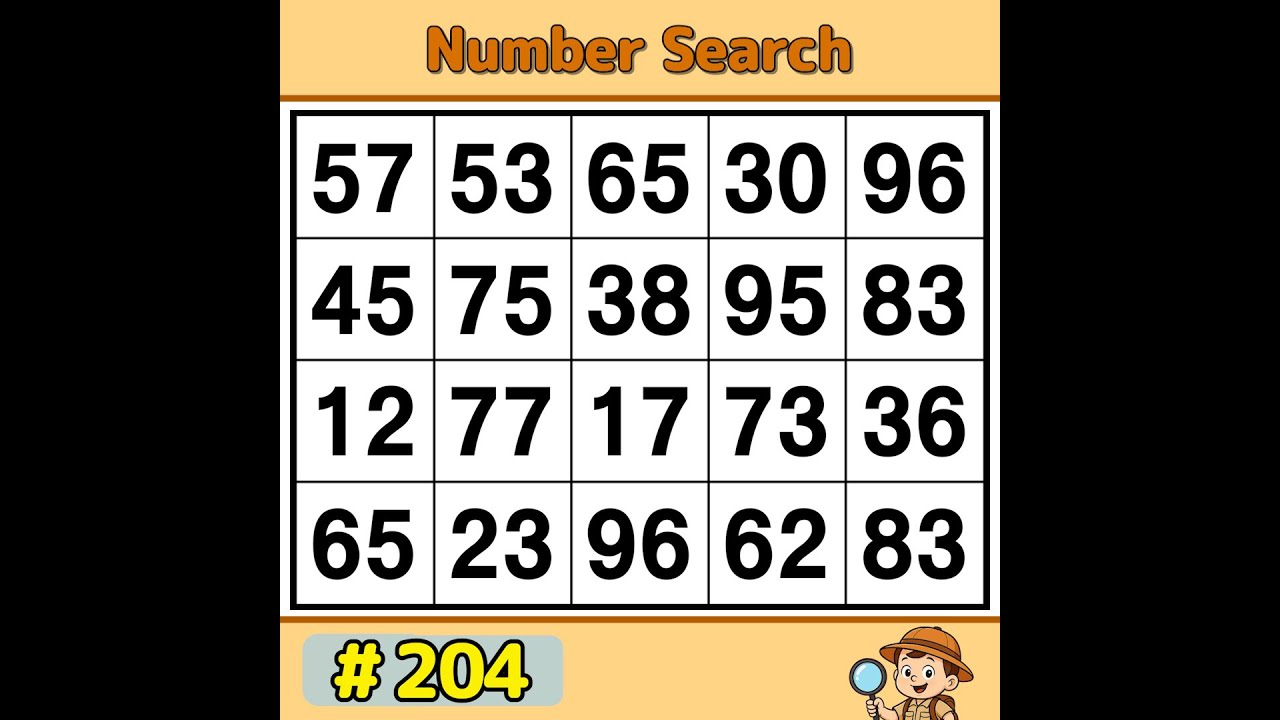 【JimmyPuzzle】 Daily Brain Training, Test Your Focus and Memory 《Number Search｜Brain Exercise》 #204