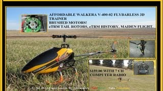 FLYBARLESS Walkera V400 3D TRAINER Heli has an e.T.R.M. A review by NightFlyyer.