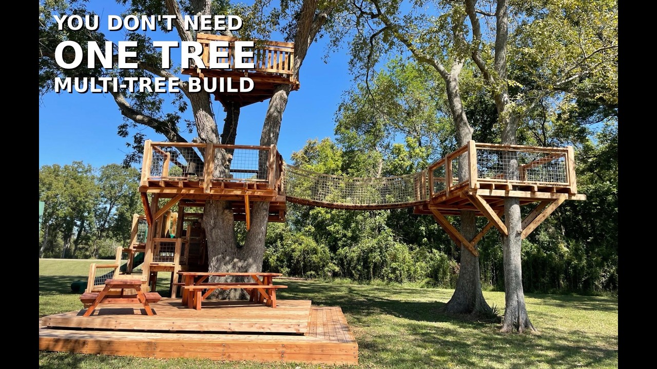 Multi Tree Treehouse Treehouse Build Update – Multi-Tree Design (13 FT Deck) - YouTube