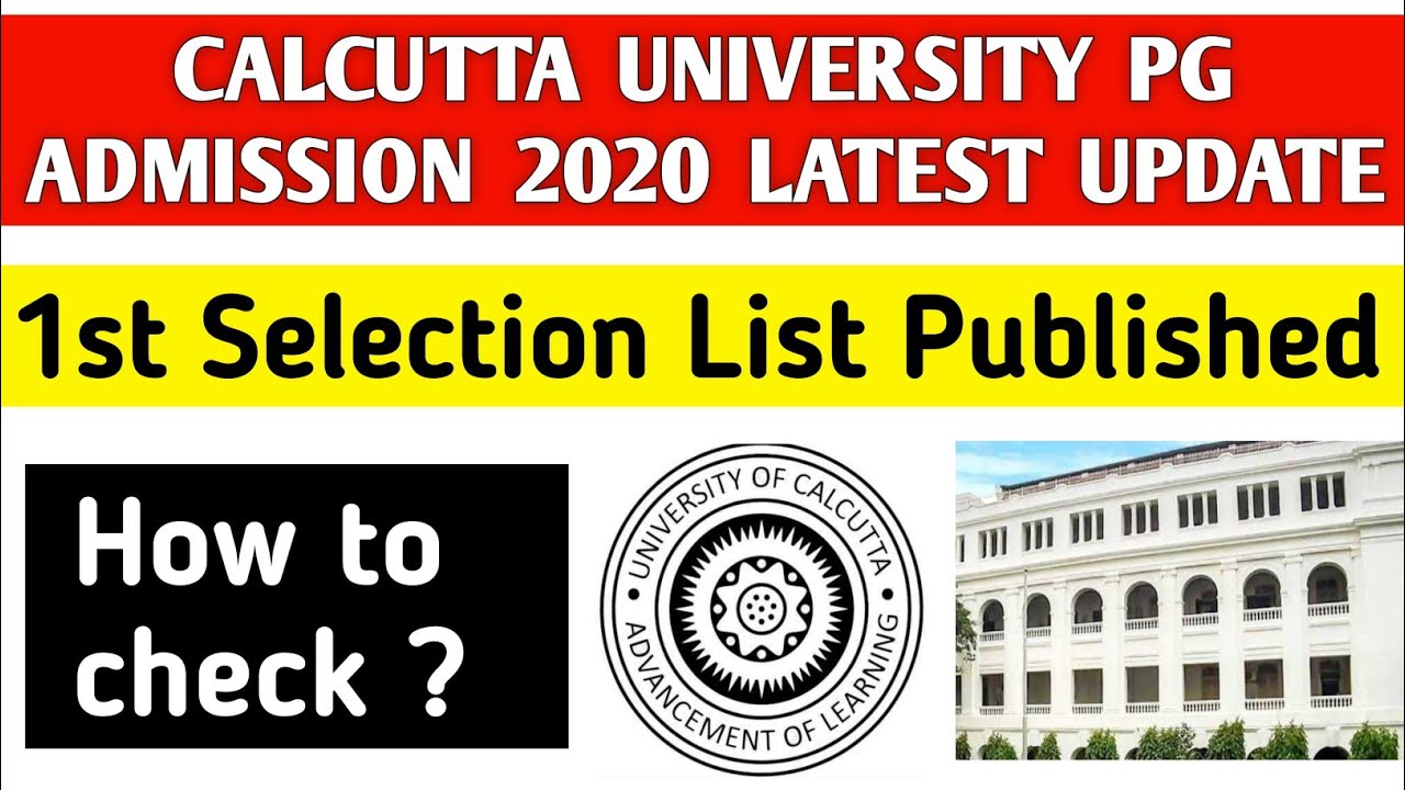 CU PG 1st SELECTION LIST PUBLISHED💥|calcutta university|pg admission 2020|cu pg admission|merit list
