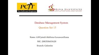 DBMS Question set 15