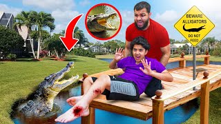 Little Brother Got BIT By A ALLIGATOR In Our Pond... *ATTACKED*