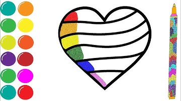 How to Draw a Rainbow Glitter heart | Easy Kids Drawing