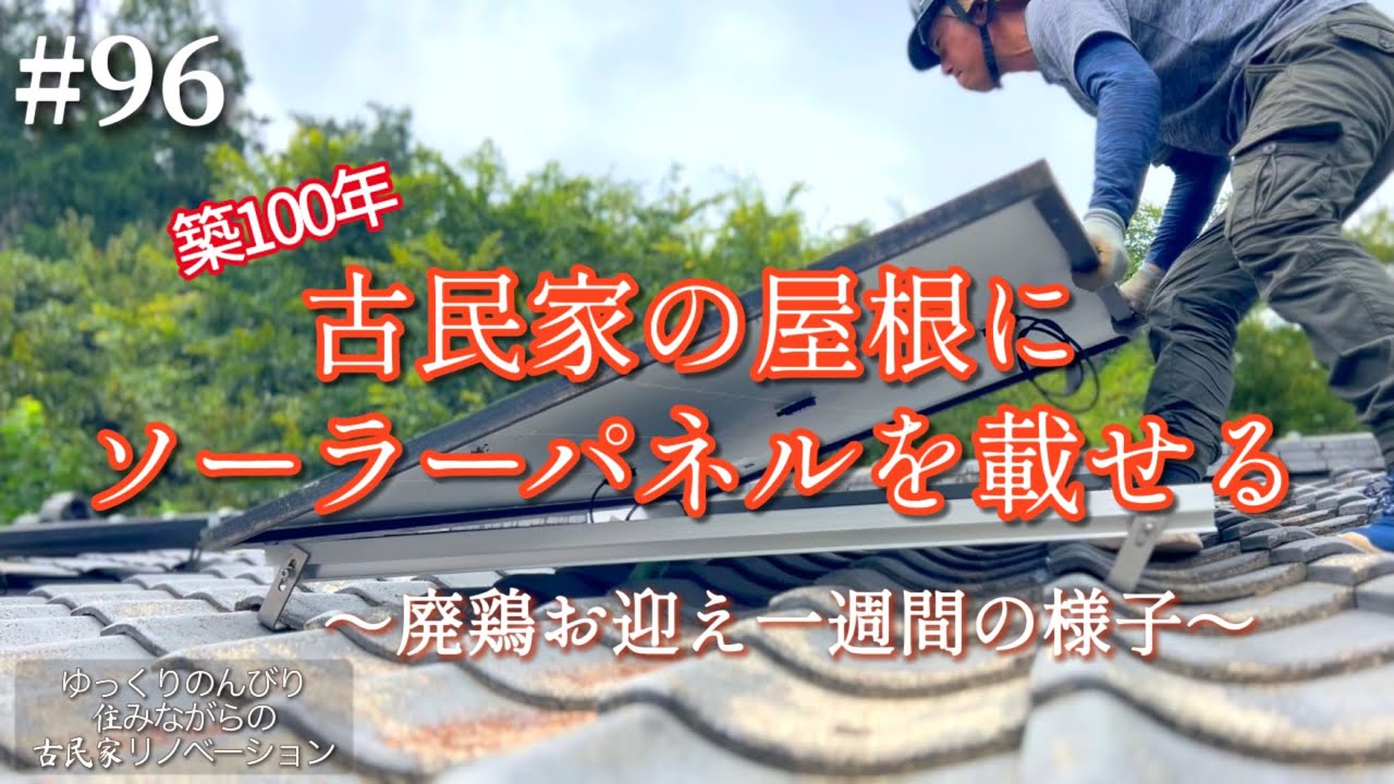 #96【古民家DIY】築100年屋根で電力自給を目指す/抱っこさせてくれる廃鶏♡