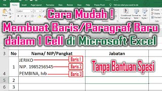 Cara Membuat Baris Baru dalam 1 Cell di Microsoft Excel