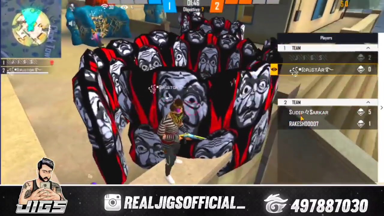 RAISTAR VS SUDIP SARKAR | JIGS VS RAKESH 007 | FREE FIRE OP GAME PLAY EVER |