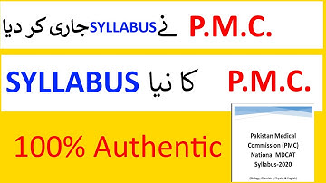 PMC NMDCAT| NMDCAT SYLLABUS RELEASED BY PMC | PMC NEW SYLLABUS | NMDCAT