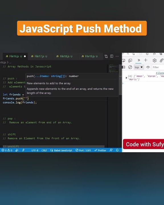 JavaScript Array push() method | JavaScript Tutorial For Beginners # ...
