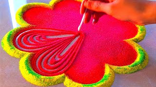 Bold and Attractive rangoli for Diwali ✨💫 | Happy Diwali rangoli/Rangoli trick/Lakshmi pujan rangoli
