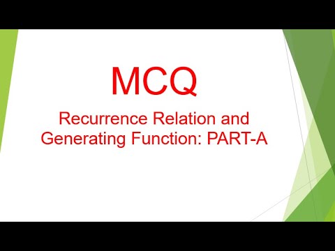 MCQ_ Recurrence relation and Generating function(PART:A) - YouTube
