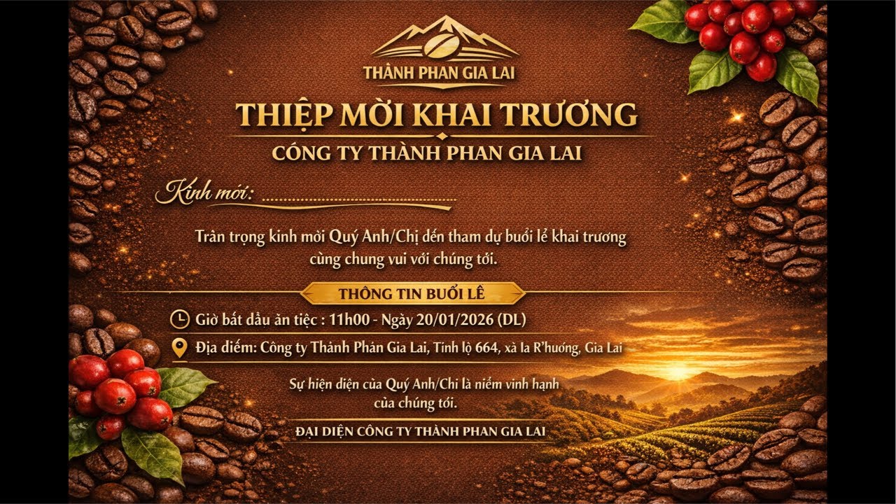 Thành Phan Gia Lai Mời Đại Gia Đình Đến Tham Dự Khai Trương 