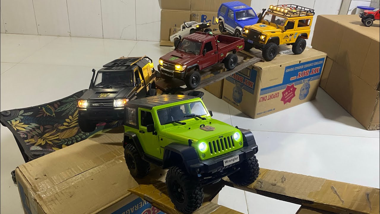 RC Off-Road Challenge | Jeep vs Land Cruiser vs Defender vs Pajero | Extreme Cardboard Trail