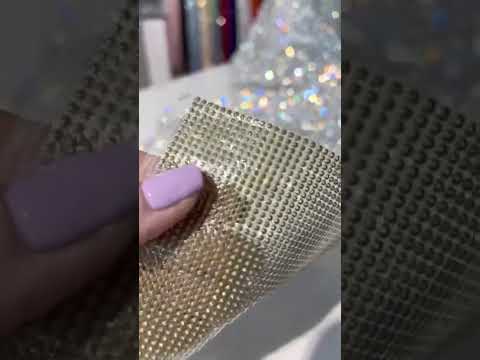 Стразовое термополотно , цвет Crystal, ширина 24см , 1 м, видео 1