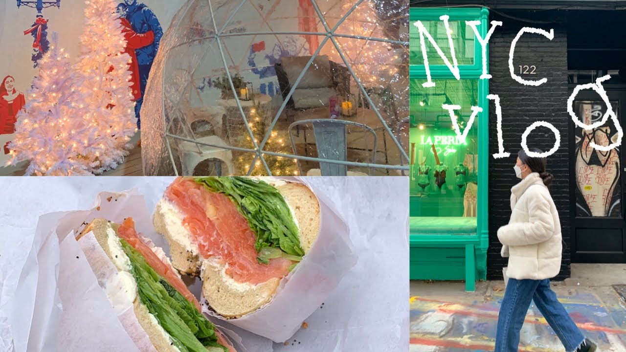 NYC VLOG Bryant Park, Essabagel, jumping into Christmas mood 💚 12월의