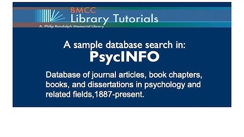 PsycINFO: a sample database search, via BMCC Library