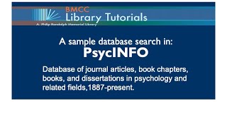PsycINFO: a sample database search, via BMCC Library